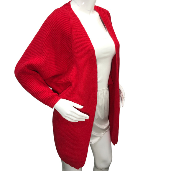 Lovers + Friends Sz XS Sweaters Lovers and Friends Red Ribbed Cardigan Oversized - Picture 11 of 15